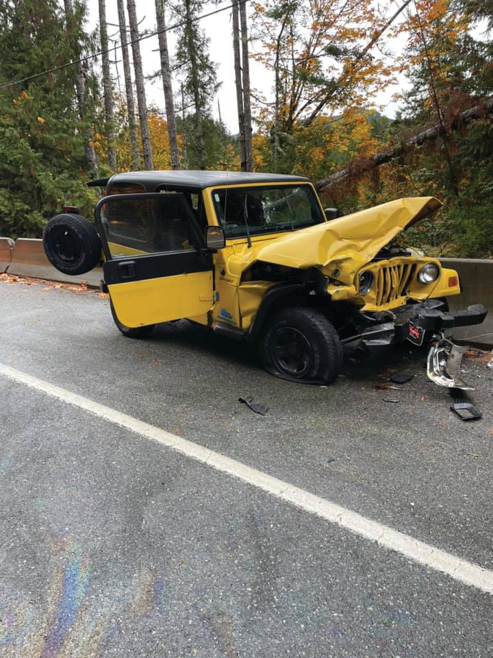 This Jeep collided with another vehicle on Oct. 21; both cars were totaled.